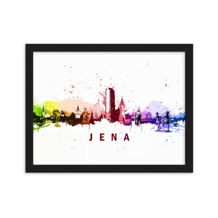 Poster mit Rahmen - Skyline Jena Marko Kurth Schwarz / 30×40 cm artlia