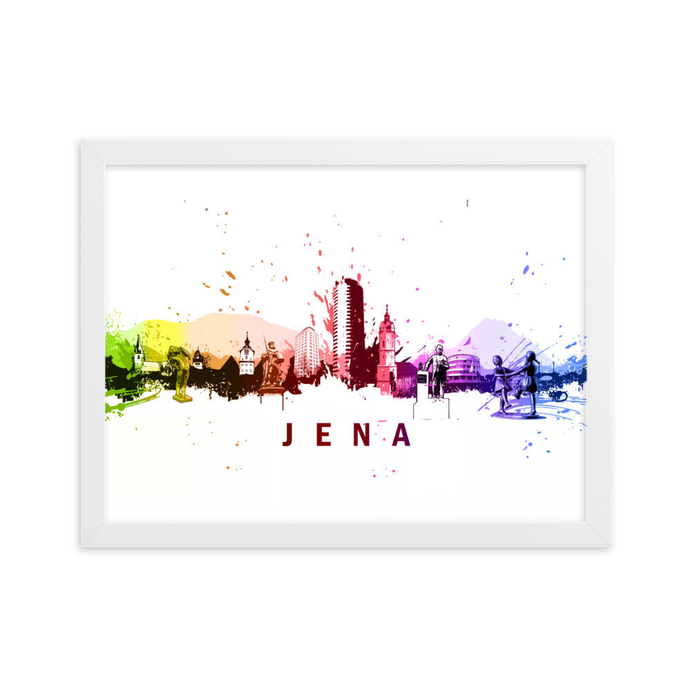 Poster mit Rahmen - Skyline Jena Marko Kurth Weiß / 30×40 cm artlia