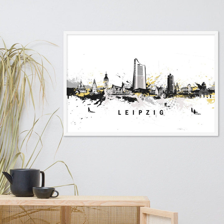 Poster mit Rahmen - Skyline Leipzig Marko Kurth artlia