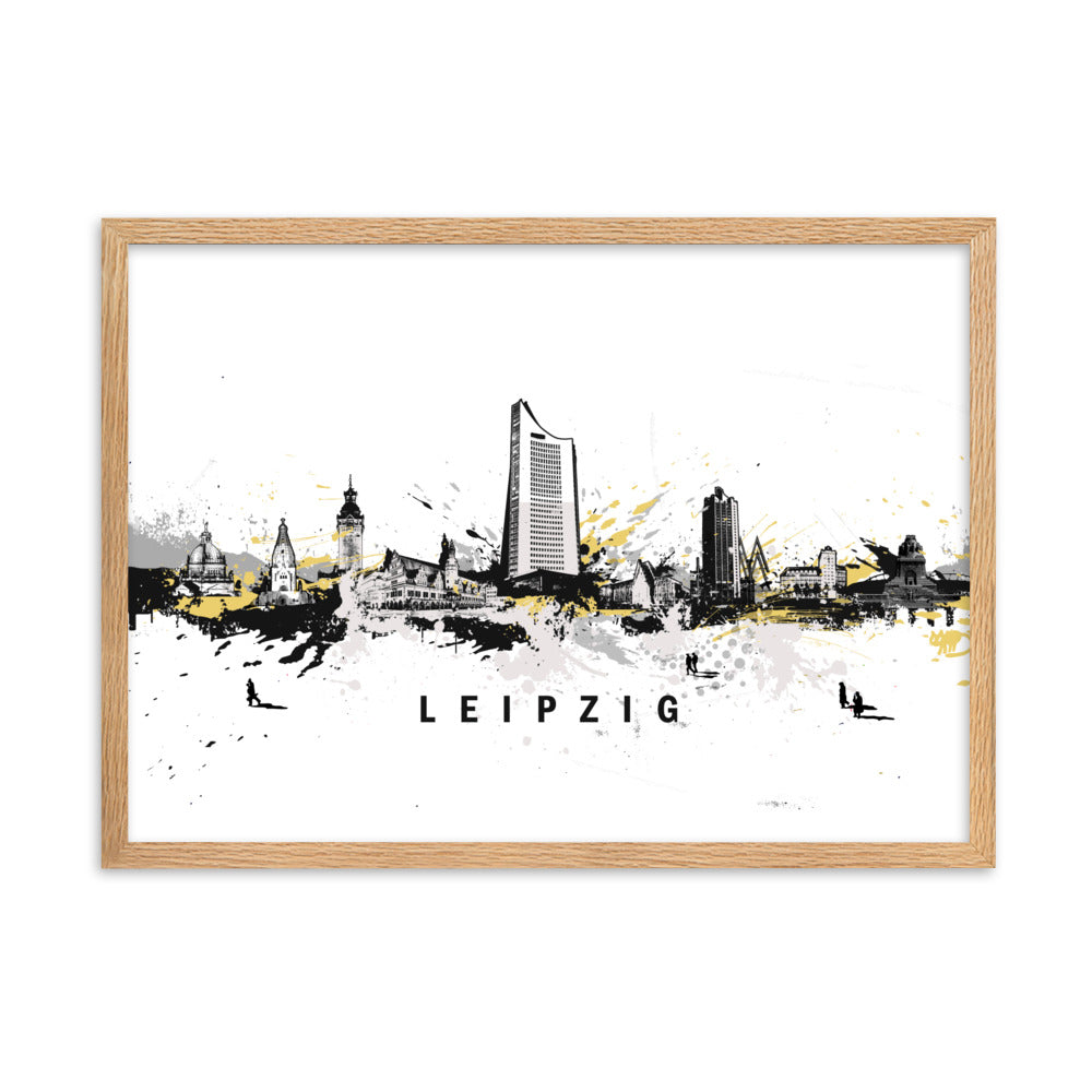 Poster mit Rahmen - Skyline Leipzig Marko Kurth Oak / 50×70 cm artlia