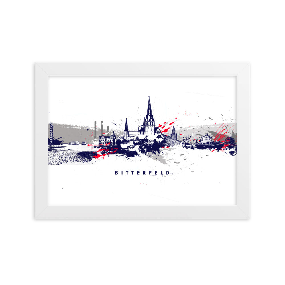 Poster - Skyline Bitterfeld Marko Kurth Weiß / 21×30 cm artlia