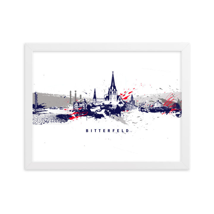 Poster - Skyline Bitterfeld Marko Kurth Weiß / 30×40 cm artlia