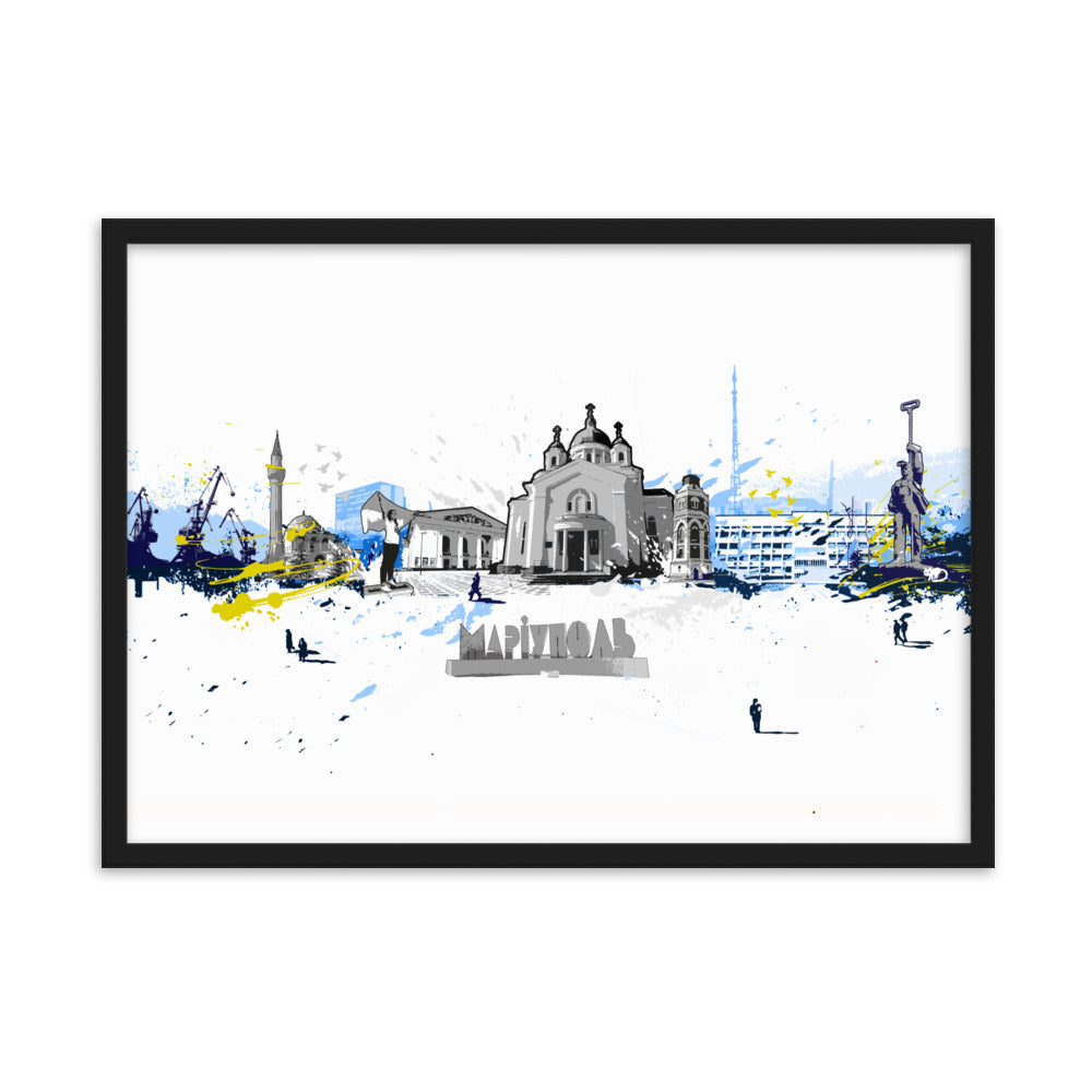 Poster - Skyline Mariupol Marko Kurth Schwarz / 50×70 cm artlia