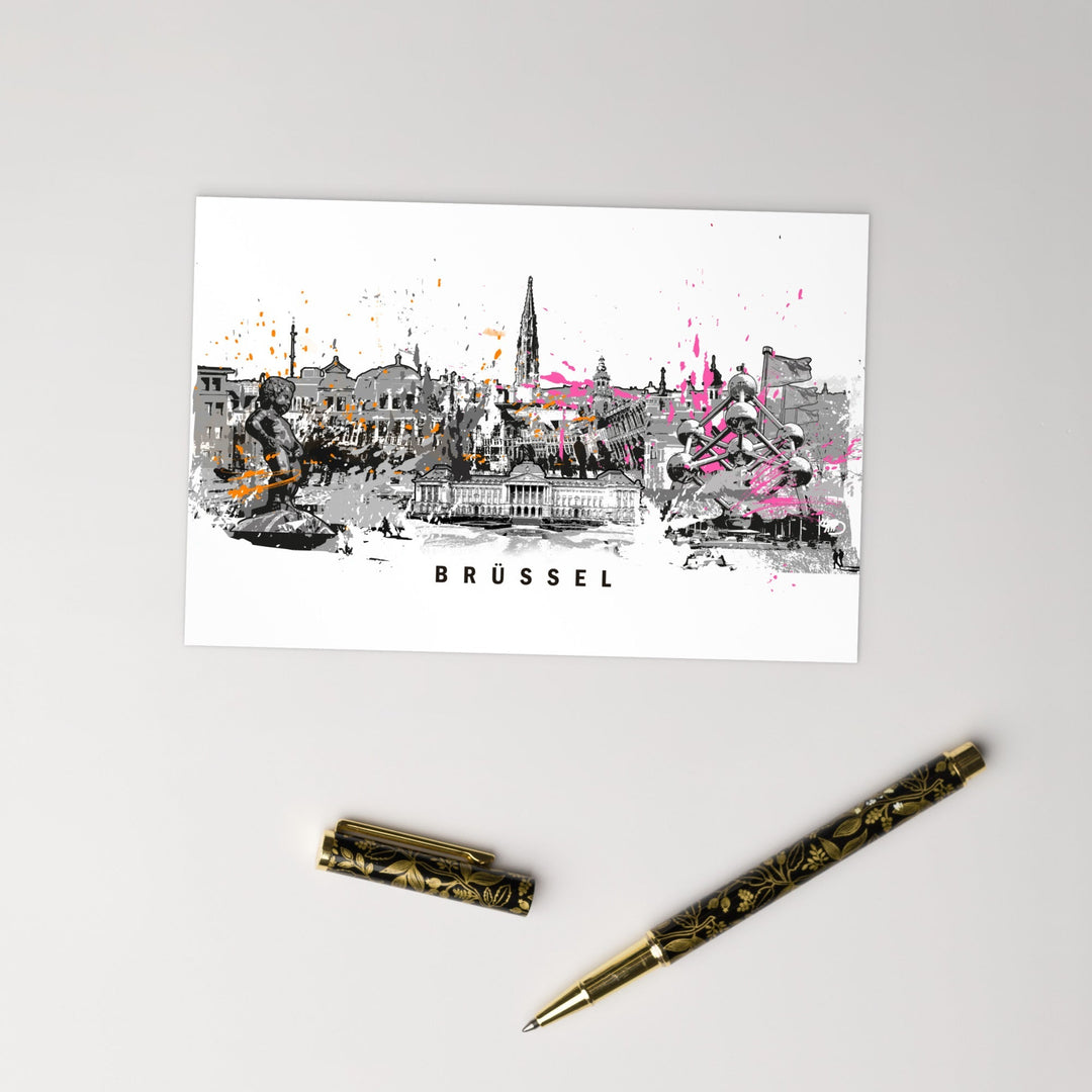 Postkarte - Skyline Brüssel artlia