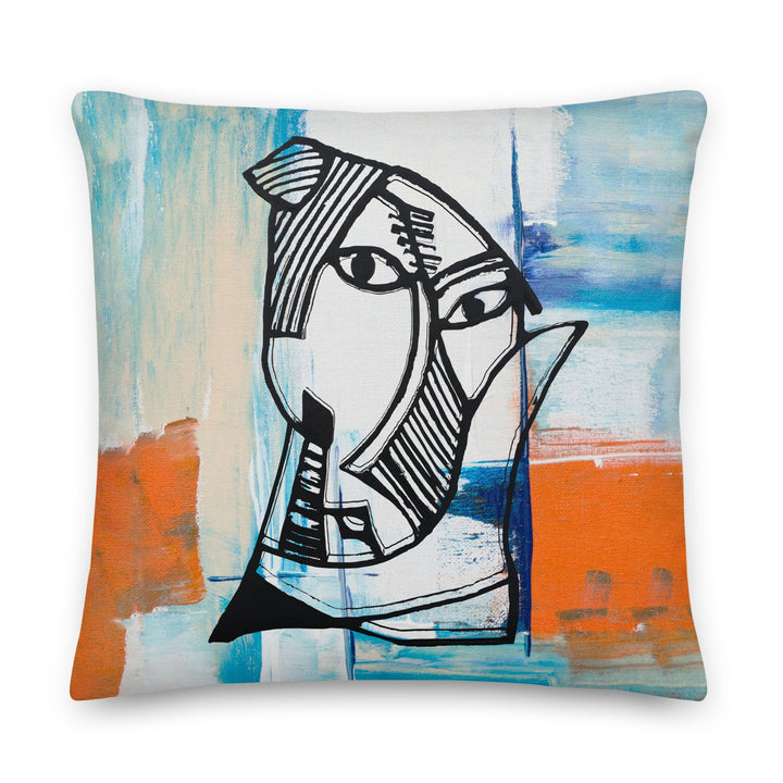 Premium-Kissen - Pablo Picasso, Les Demoiselles d’Avignon in orange 56x56 cm (22″×22″) artlia