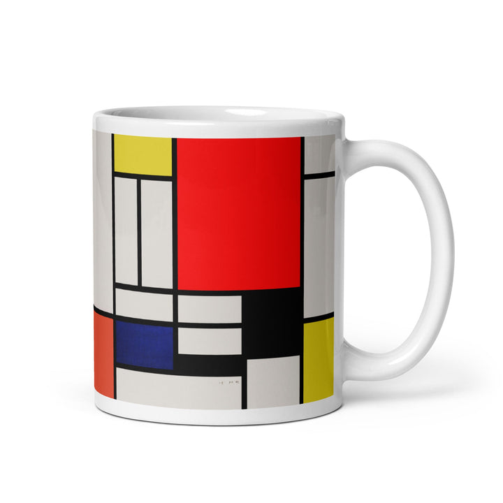 Tasse - Mondrian, Composition with red yellow black gray and blue 0.33 L (11 oz) artlia