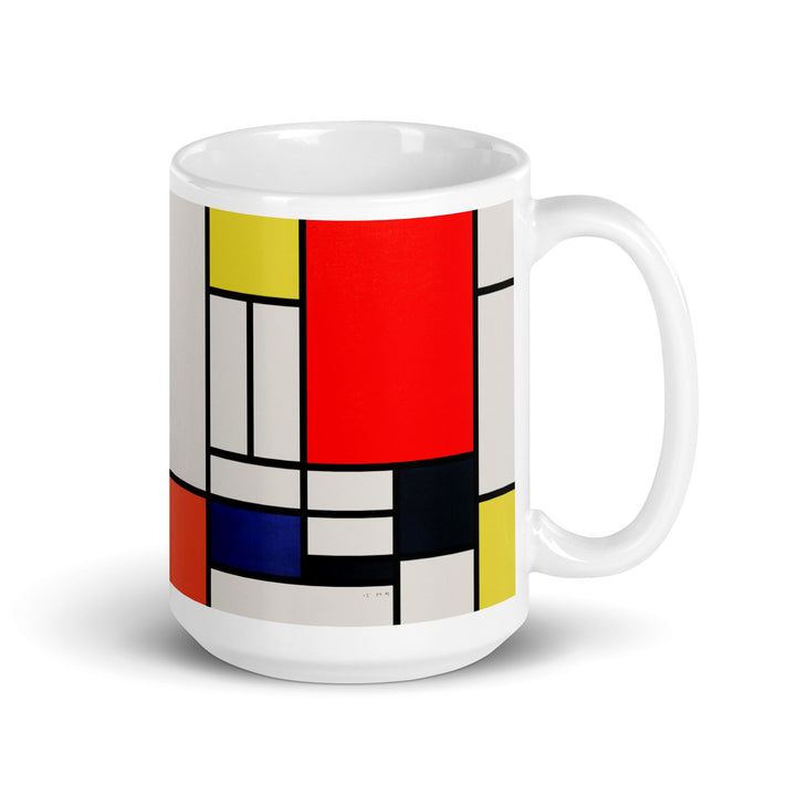Tasse - Mondrian, Composition with red yellow black gray and blue 0.44 L (15 oz) artlia