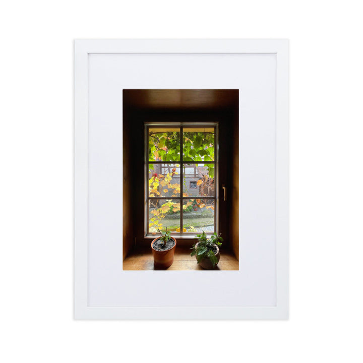 Autumn Window Herbstfenster Margersdorf - Poster im Rahmen mit Passepartout Kuratoren von artlia Weiß / 30×40 cm artlia