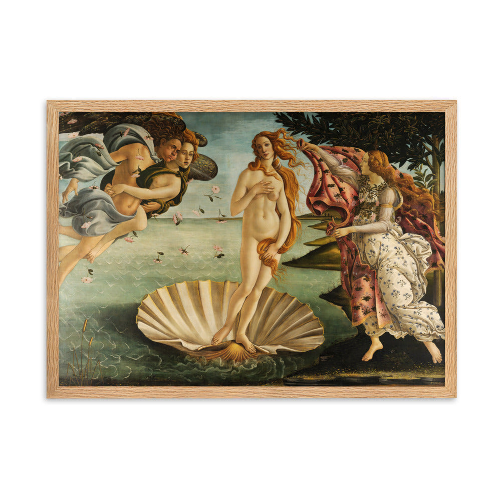 Birth of Venus, Sandro Botticelli - Poster im Rahmen Sandro Botticelli Oak / 50×70 cm artlia