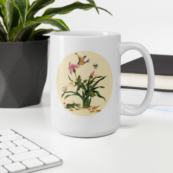 Blumen, Schmetteringe und Frosch - Tasse Misun Kim artlia