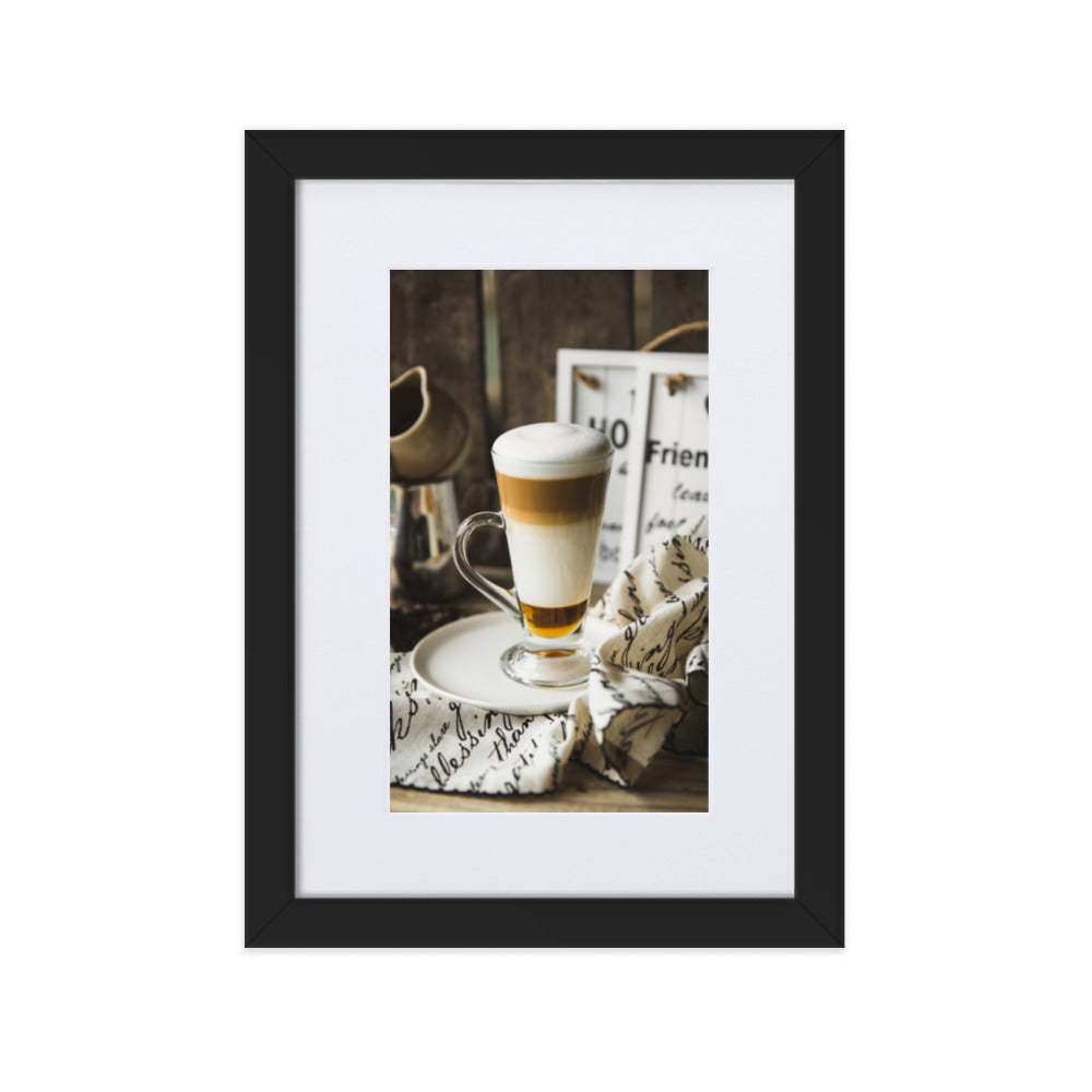 Café in Berlin - Poster im Rahmen mit Passepartout Kuratoren von artlia Schwarz / 21×30 cm artlia