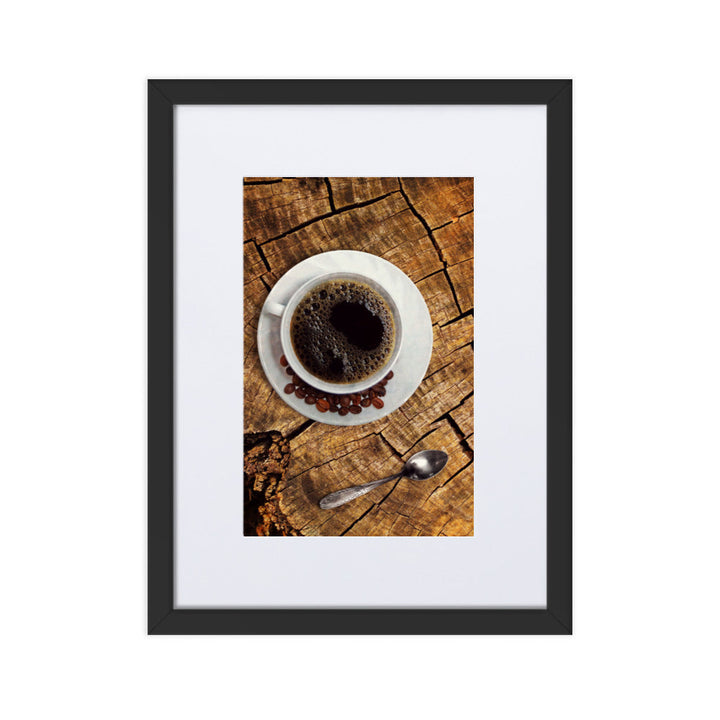 Café in nature - Poster im Rahmen mit Passepartout Kuratoren von artlia Schwarz / 30×40 cm artlia