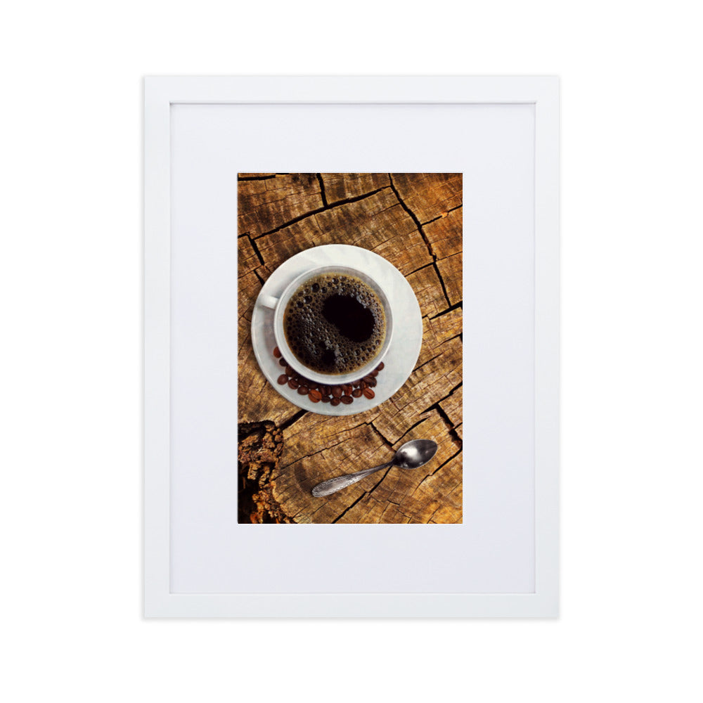 Café in nature - Poster im Rahmen mit Passepartout Kuratoren von artlia Weiß / 30×40 cm artlia