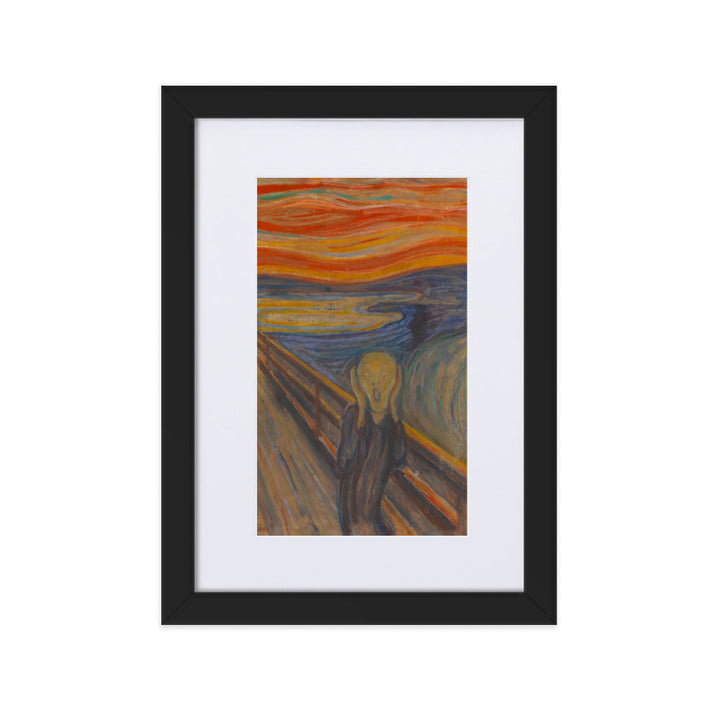 Edvard Munch, The Scream - Poster im Rahmen mit Passepartout Edvard Munch Schwarz / 21×30 cm artlia