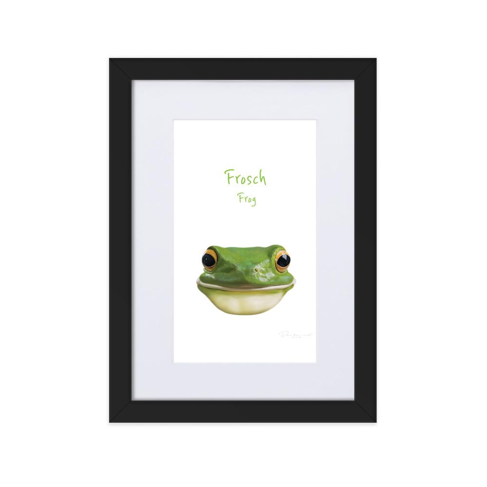 Frosch - Poster im Rahmen mit Passepartout dear.bon.vivant schwarz / 21×30 cm artlia