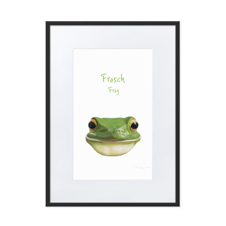 Frosch - Poster im Rahmen mit Passepartout dear.bon.vivant schwarz / 50×70 cm artlia