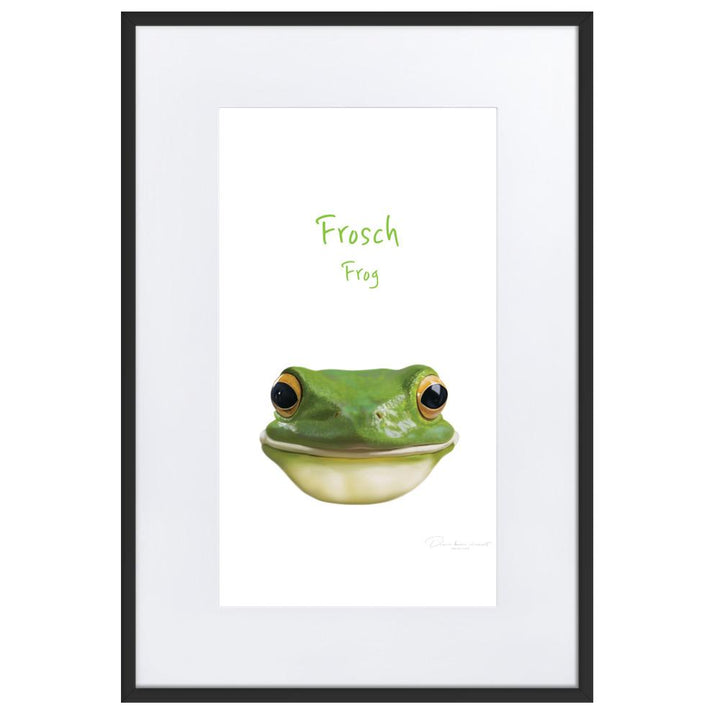 Frosch - Poster im Rahmen mit Passepartout dear.bon.vivant schwarz / 61×91 cm artlia