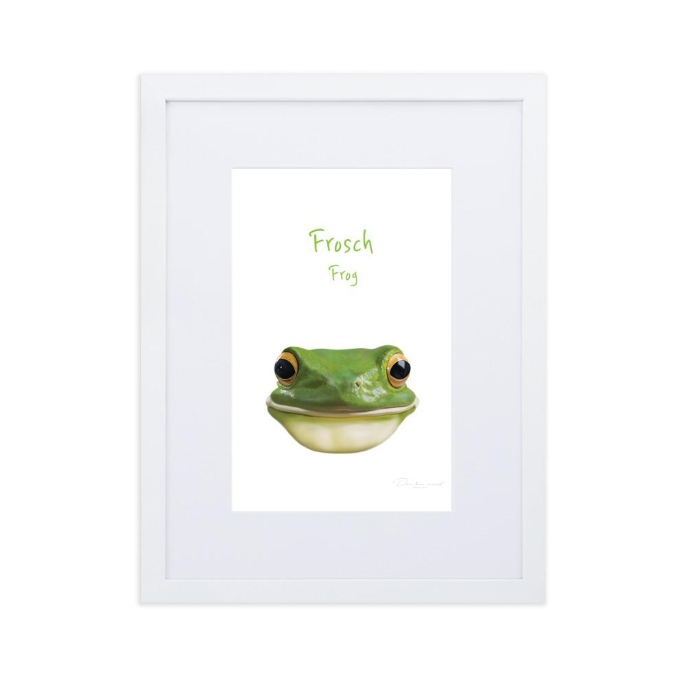 Frosch - Poster im Rahmen mit Passepartout dear.bon.vivant weiß / 30×40 cm artlia