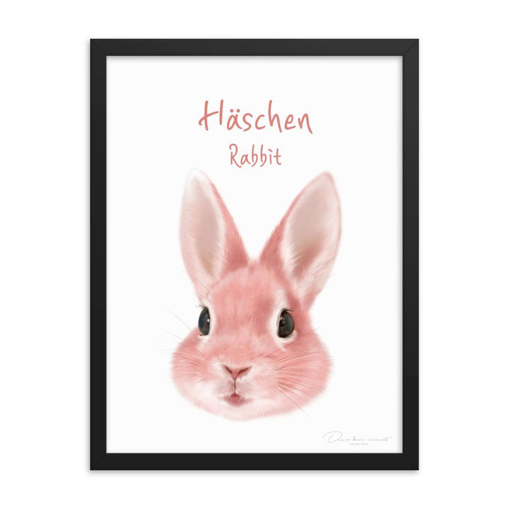 Häschen - Poster im Rahmen für Kinder dear.bon.vivant schwarz / 30x41 cm artlia