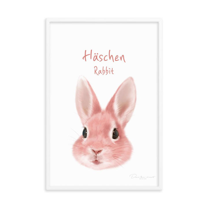 Häschen - Poster im Rahmen für Kinder dear.bon.vivant weiß / 61x91 cm artlia