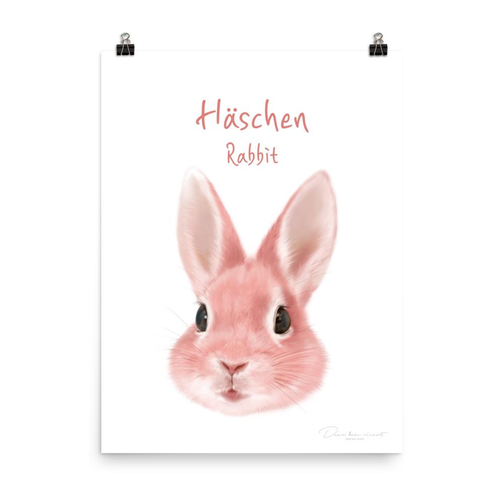 Häschen - Tier Poster für Kinder dear.bon.vivant 30x41 cm artlia