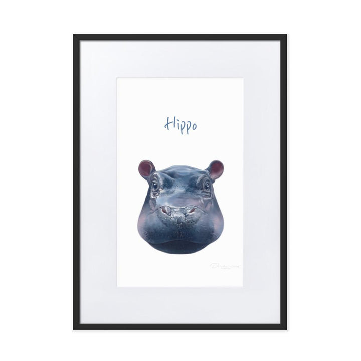 Hippo - Poster im Rahmen mit Passepartout dear.bon.vivant schwarz / 50×70 cm artlia