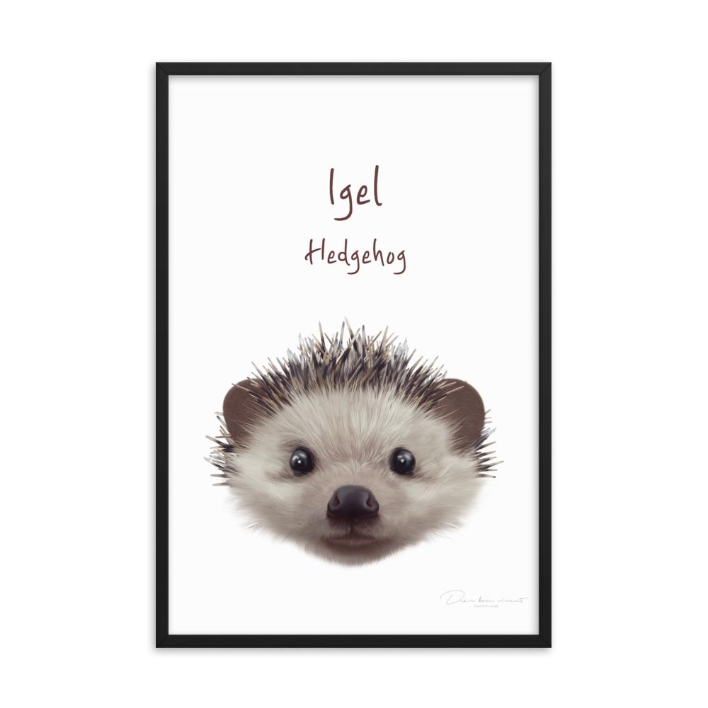 Igel - Poster im Rahmen für Kinder dear.bon.vivant schwarz / 61x91 cm artlia