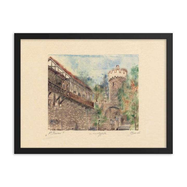 Jena Pulverturm - Poster im Rahmen Sergej Uchatsch schwarz / 30x41 cm artlia