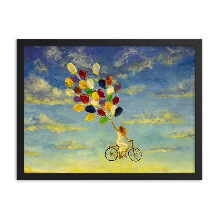 Luftballons am Himmel - Poster im Rahmen Kuratoren von artlia schwarz / 30x41 cm artlia