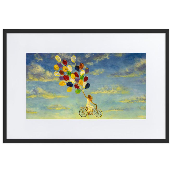 Luftballons am Himmel - Poster im Rahmen mit Passepartout Kuratoren von artlia schwarz / 61×91 cm artlia