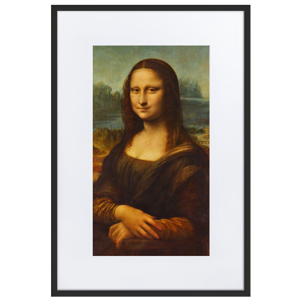 Mona Lisa - Poster im Rahmen mit Passepartout Leonardo da Vinci Schwarz / 61×91 cm artlia