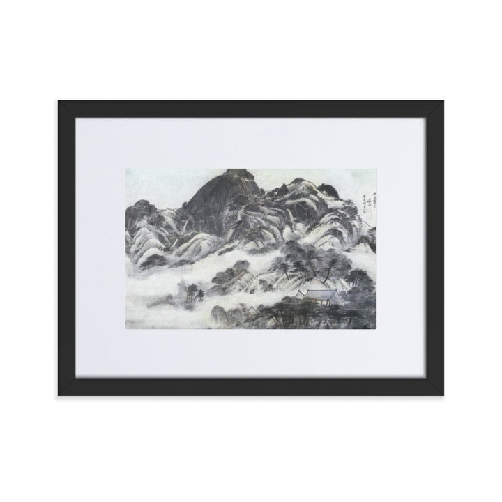 Moutain after Rain, Inwangjesaekdo - Poster im Rahmen mit Passepartout artlia Schwarz / 30×40 cm artlia