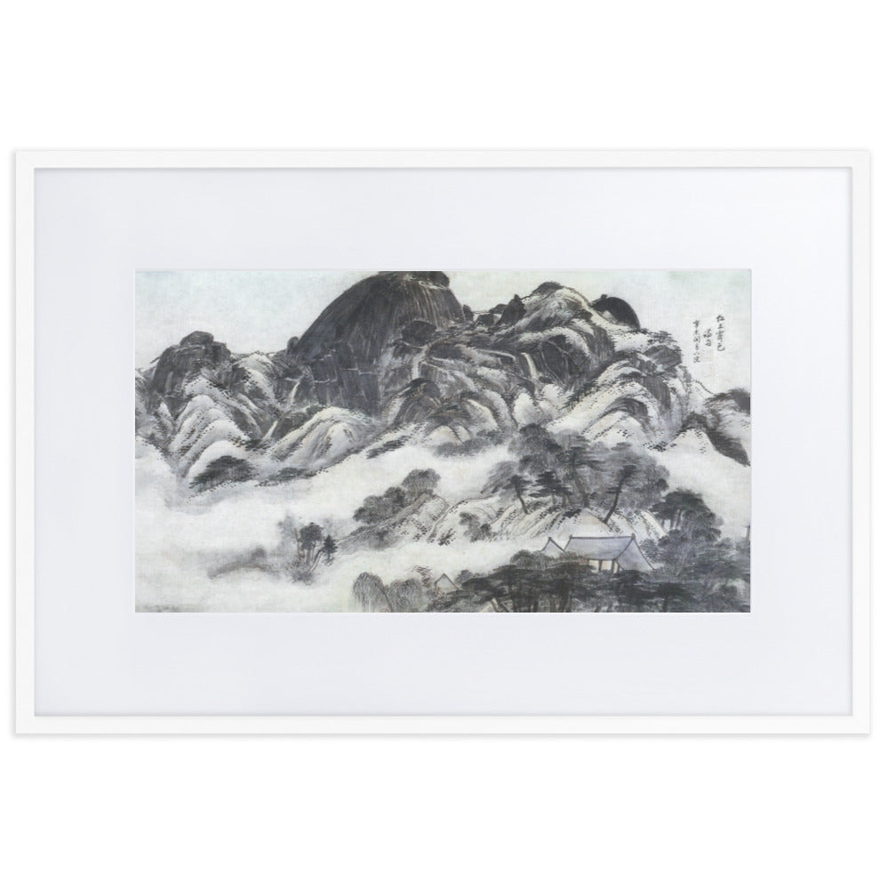 Moutain after Rain, Inwangjesaekdo - Poster im Rahmen mit Passepartout artlia Weiß / 61×91 cm artlia