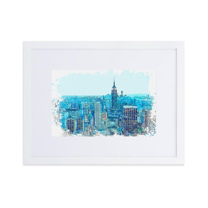 New York in Blau - Poster im Rahmen mit Passepartout Kuratoren von artlia weiß / 30×40 cm artlia