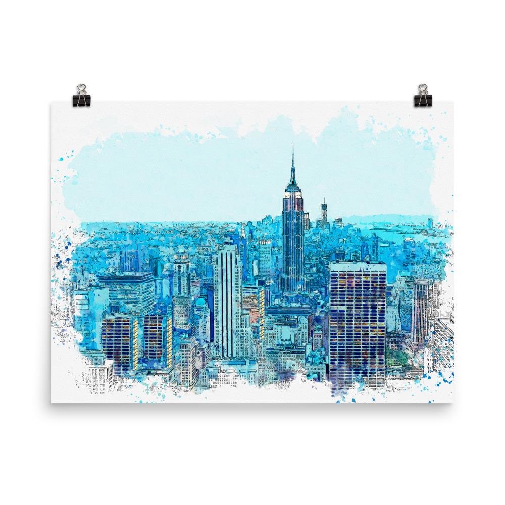 New York in Blau - Poster Kuratoren von artlia 30x41 cm artlia