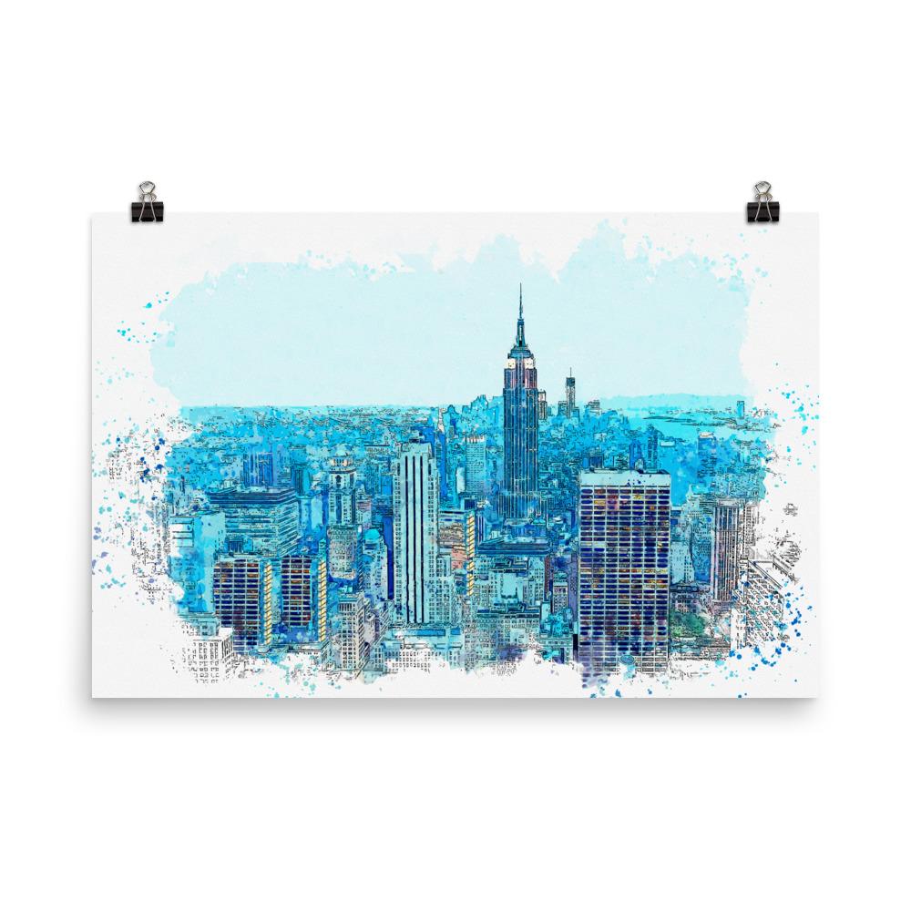 New York in Blau - Poster Kuratoren von artlia 30x45 cm artlia