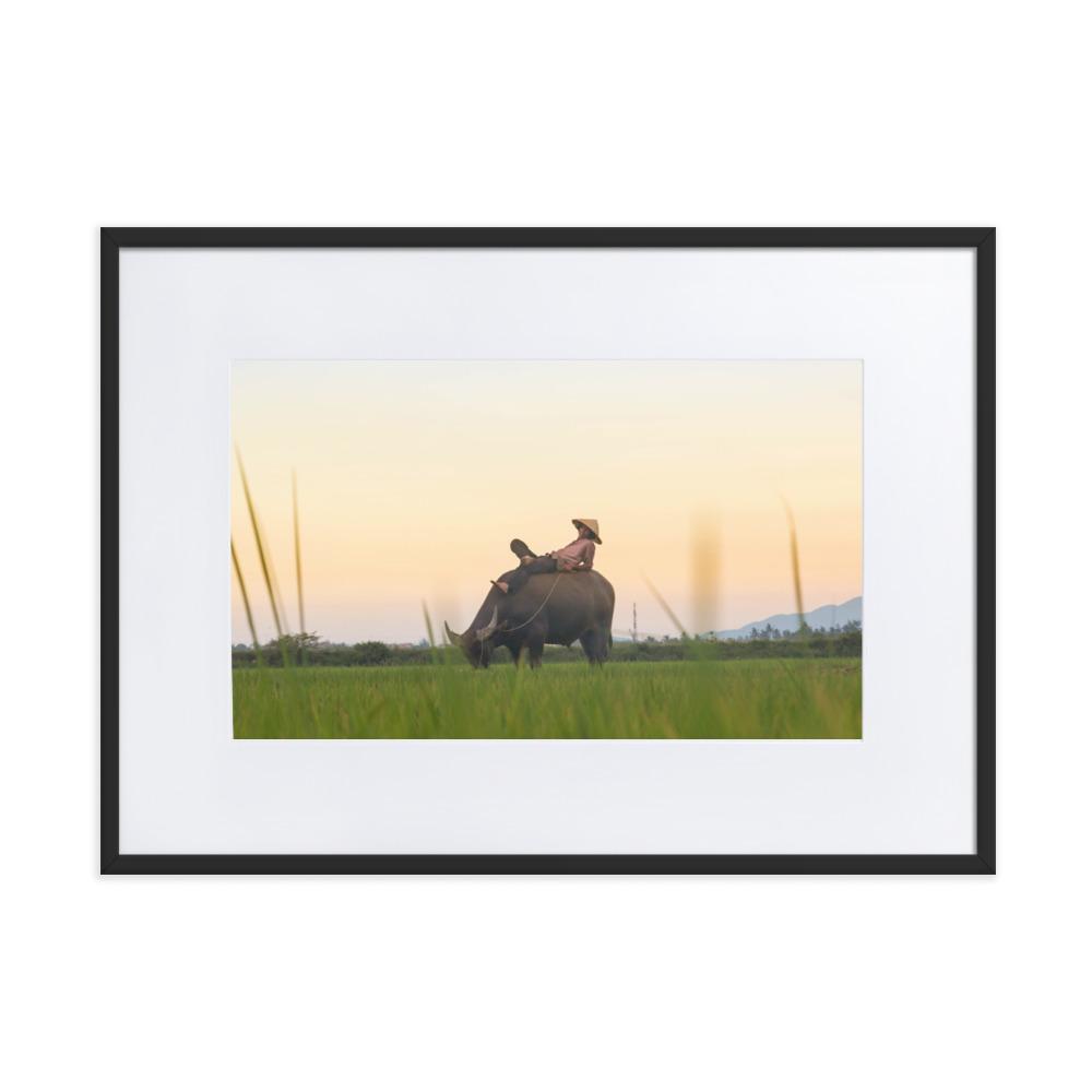 Peaceful Evening - Poster im Rahmen mit Passepartout artlia Schwarz / 50×70 cm artlia