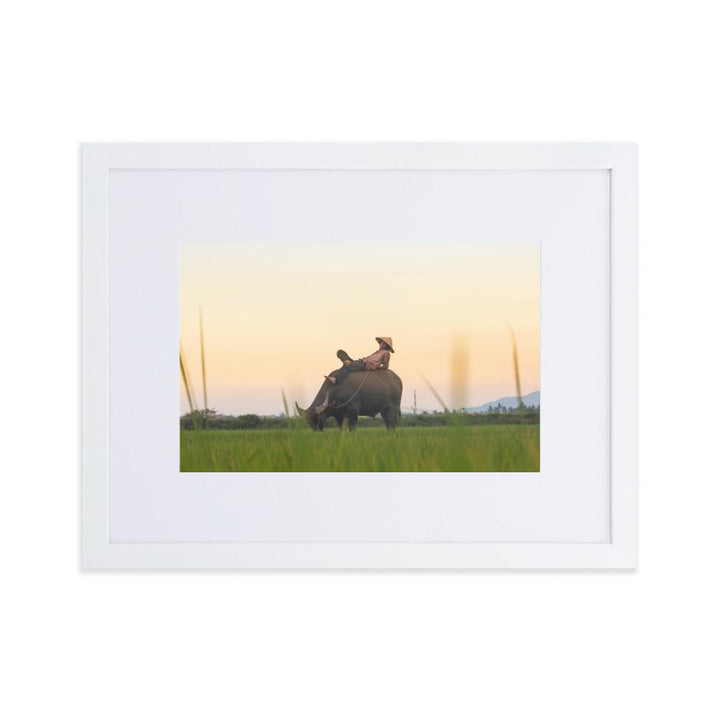 Peaceful Evening - Poster im Rahmen mit Passepartout artlia Weiß / 30×40 cm artlia