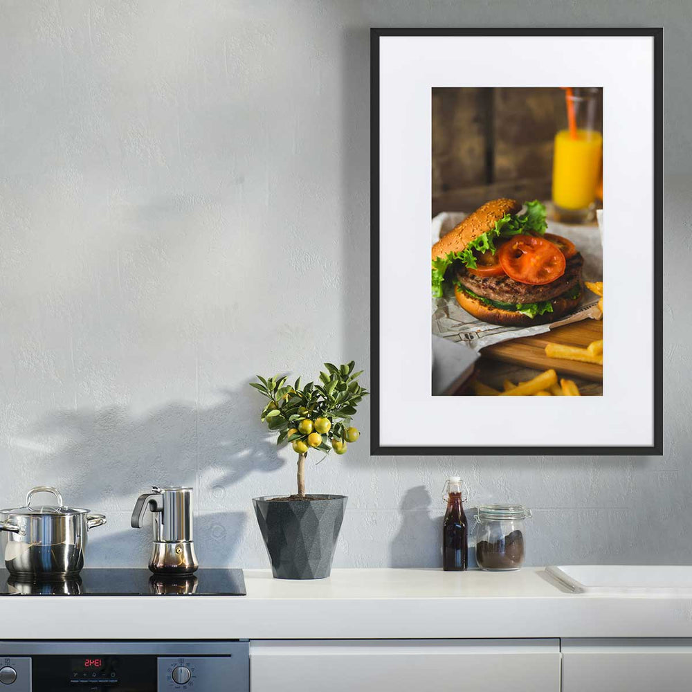 Poster mit Passepartout - Burger und Pommes Kuratoren von artlia artlia