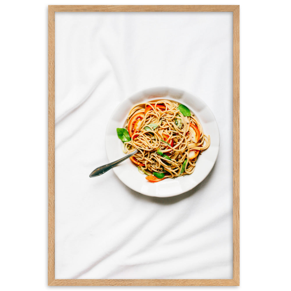 Poster mit Rahmen - leckere Spaghetti Kuratoren von artlia Oak / 61×91 cm artlia