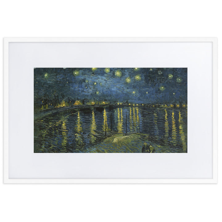 Starry Night over the Rhône - Poster im Rahmen mit Passepartout Van Gogh Weiß / 61×91 cm artlia