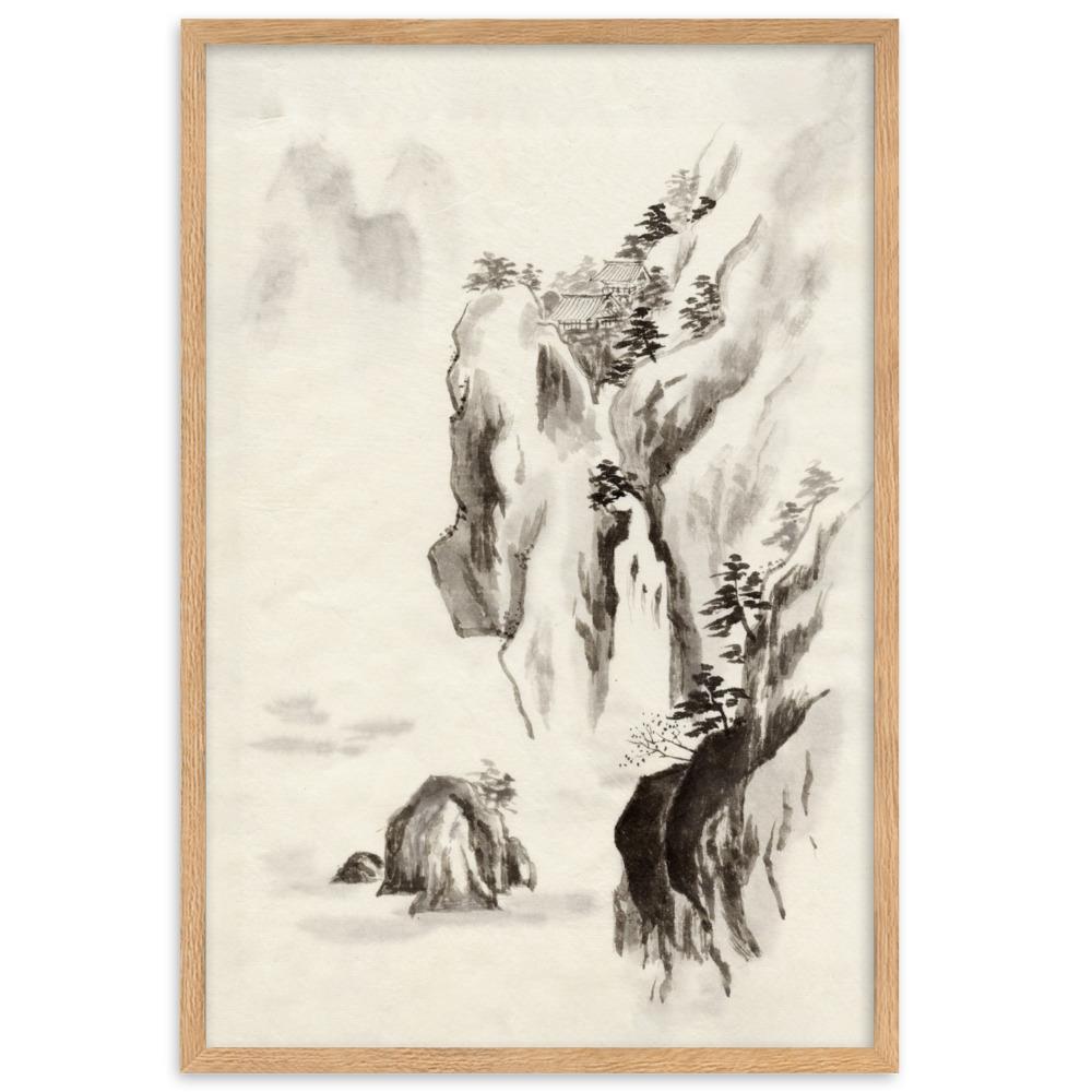 Temple in the Cliff Tempel im Felsen - Poster im Rahmen artlia Oak / 61×91 cm artlia