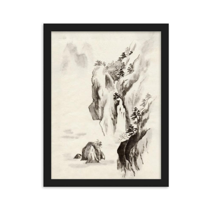 Temple in the Cliff Tempel im Felsen - Poster im Rahmen artlia Schwarz / 30×40 cm artlia