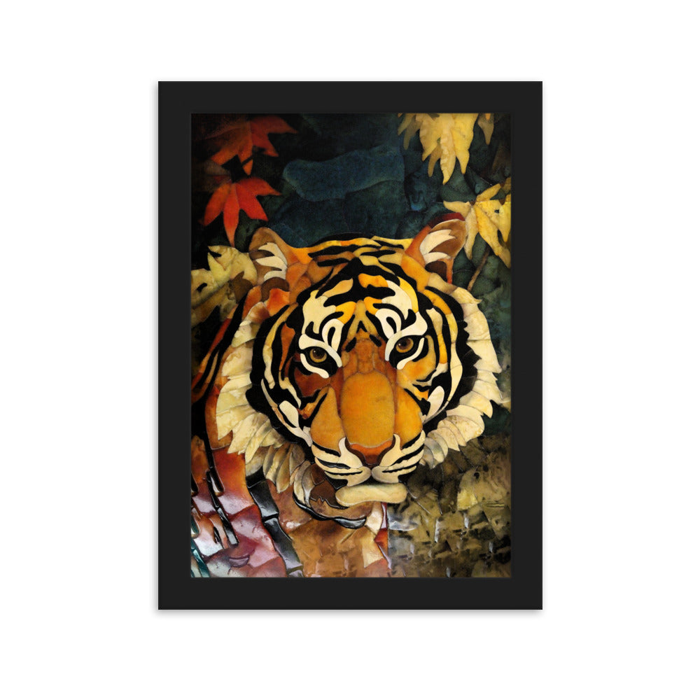 Tiger in Autumn - Poster im Rahmen Kuratoren von artlia Schwarz / 21×30 cm artlia